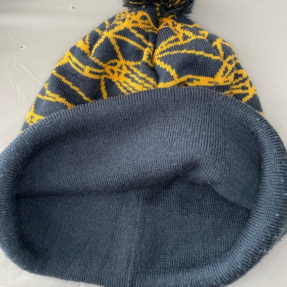 Navy blue and gold yellow Nike beanie hat with pom pom - Picture 3 of 3